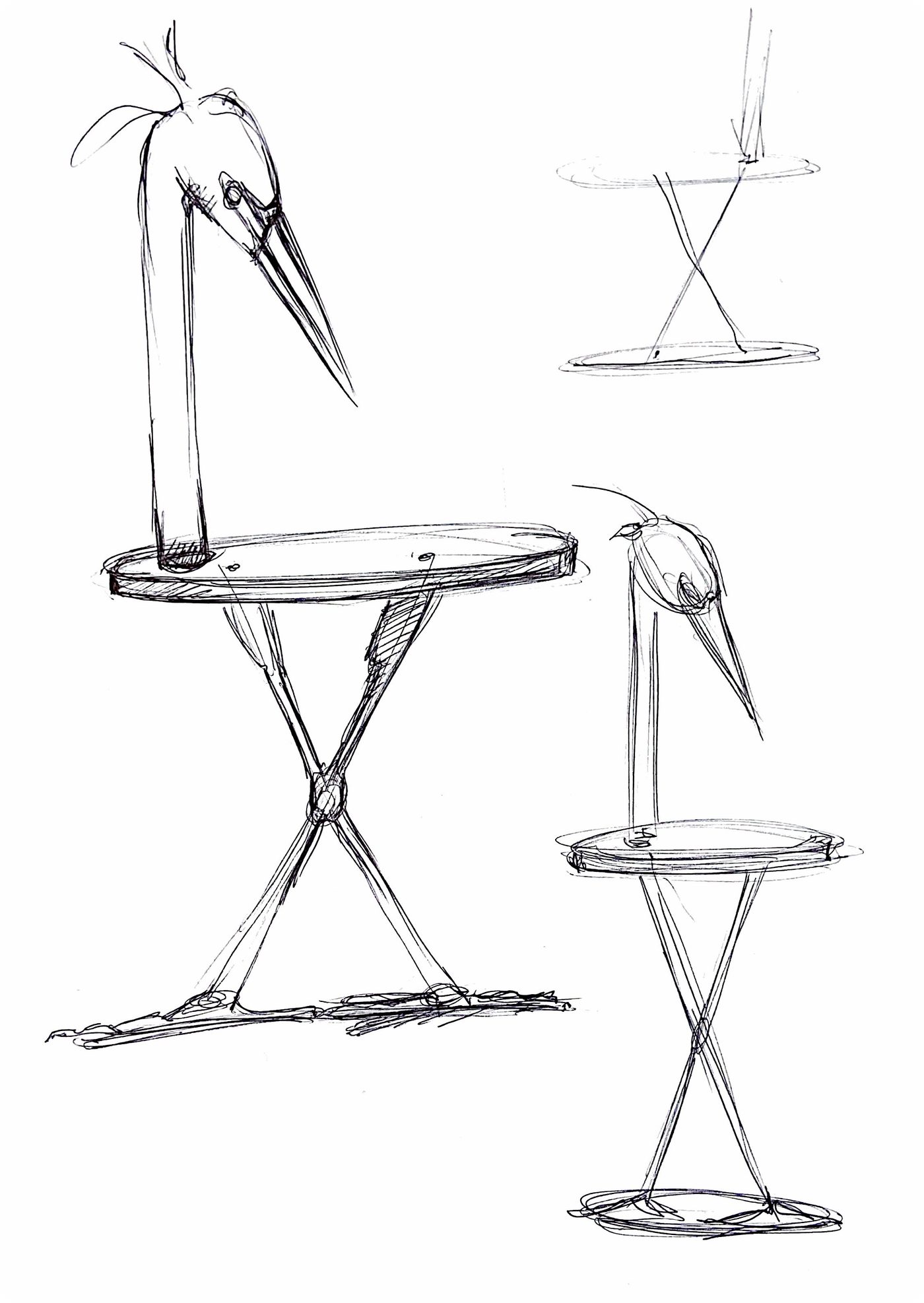 Étude au crayon du héron, croquis 14