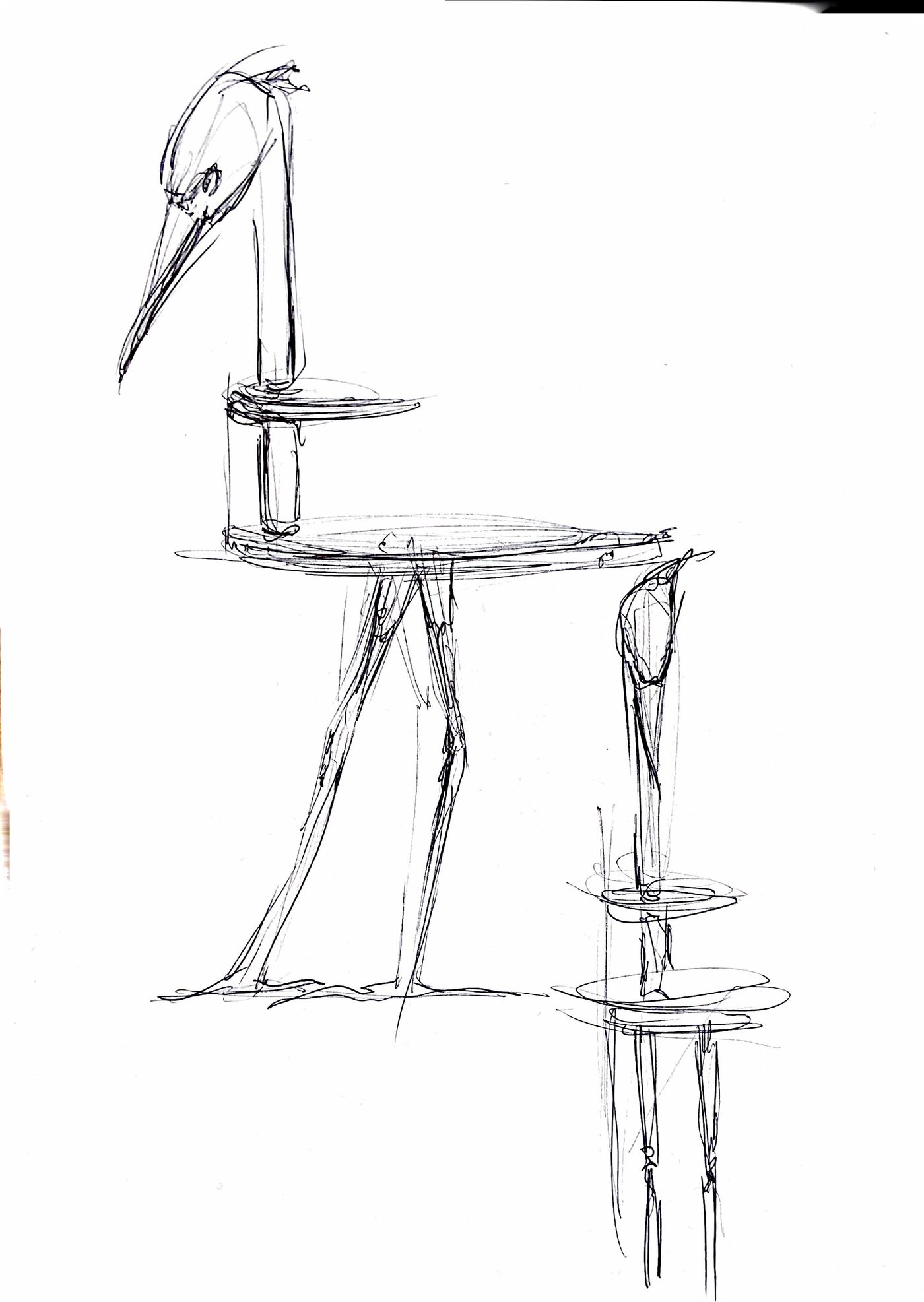 Étude au crayon du héron, croquis 16