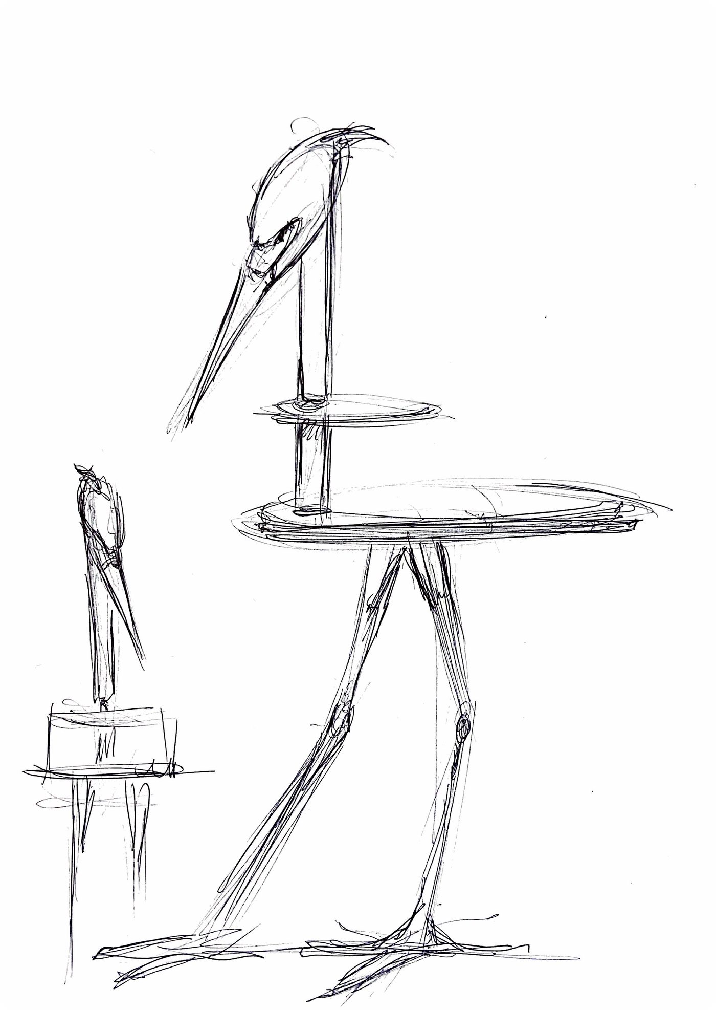 Étude au crayon du héron, croquis 17